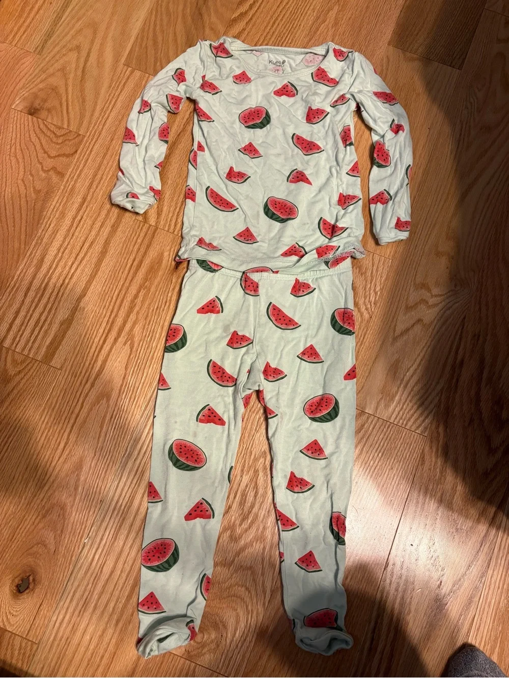 Kyte BABY LOT OF 3Kids Pajama Set Trio - Black Poppy, Mint Watermelon, White Fox